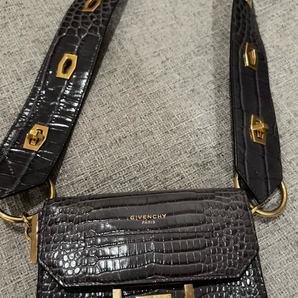 Givenchy Nano Eden Croc Bag Storm Grey with Strap